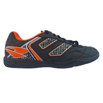Chuteira Tênis Futsal Dray 305 Preto-Laranja infantil Original Unissex Solado Preto
