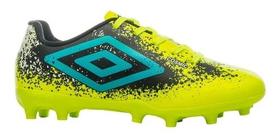 Chuteira Umbro Cosmic Jr Campo Limao/azul/preto Cod: 15976