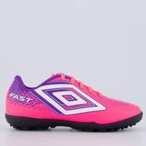 Chuteira Umbro Fast II Society Juvenil Rosa e Roxa