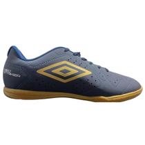 Chuteira umbro futsal neo striker marinho branco dourado