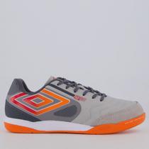 Chuteira Umbro Pro 5 Bump Club Futsal Cinza e Laranja
