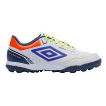 Chuteira Umbro Society X-Confort Branco e Royal - Masculino