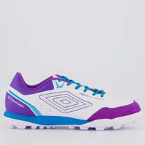 Chuteira Umbro X-Confort Society Branca e Roxa