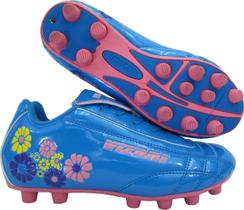 Chuteiras de futebol Vizari Blossom para meninas, meninos, crianças azul/rosa