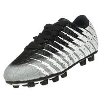 Chuteiras de futebol Vizari Bolt Firm Ground Kids pretas, brancas e prateadas Chuteiras de futebol Vizari Bolt Firm Ground Kids pretas, brancas e prateadas