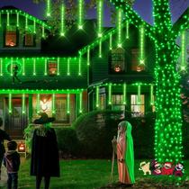 Chuva de meteoros verde String Lights Kwaiffeo de 16 tubos de 5,8 m Chuva de meteoros verde String Lights Kwaiffeo de 16 tubos de 5,8 m