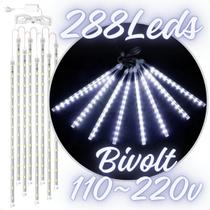 Chuva Meteoro 8 Tubos 50cm Dupla Face Led BRANCO Bivolt 110v 220v Ref.ZG18161