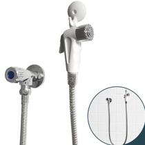 Chuveirinho Ducha Higienica Branco Cromado Lavabo 1/4 Volta Bide Mangueira Flexível Inox 120cm Parede Banheiro Chuveirinho ABS Completo