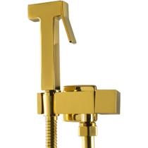 Chuveirinho Higiênico Quadrado Dourado Gold Luxo em Aço Inox para Banheiro