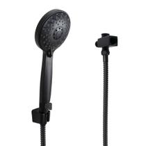 Chuveirinho Redondo de ABS Preto c/ Mangueira e Desviador