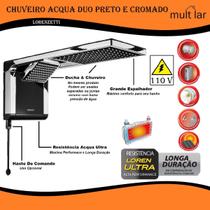 Chuveiro 110v 5500w Acqua Duo Lorenzetti Preto e Cromado Mod. 7510106