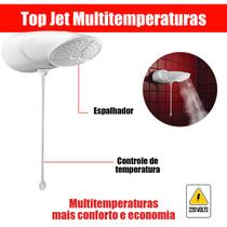 Chuveiro a Gas Eletrico Lorenzetti Top Jet Multitemperaturas 220v 7500w
