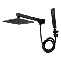 Chuveiro Articulado De Parede C/ Desviador Versata Fani Metais Preto Fosco