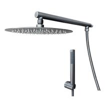 Chuveiro com Ducha Aço Inox Parede Cinza Grafite 26cm Redondo Reno RCR 05 Chuveiro com Ducha Aço Inox Parede Cinza Grafite 26cm Redondo Reno RCR 05