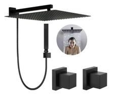 Chuveiro Completo Desviador Metal Preto Fosco 2x Acabamentos