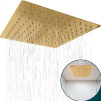 Chuveiro Dourado 30x30 Com Niple Ducha Slim Quadrada De Teto Inox 201 Gold Cascata 30cm A Gas Banheiro Luxo Cor:Dourado Chuveiro Dourado 30x30 Com Niple Ducha Slim Quadrada De Teto Inox 201 Gold Cascata 30cm A Gas Banheiro Luxo Cor:Dourado