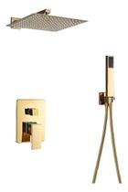 Chuveiro Dourado Quadrado Parede Para Aquecedor Moderno