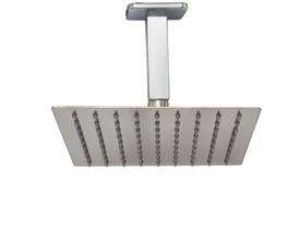 Chuveiro Ducha 20x20 Cm em Inox 304 Com Braço Suporte de Teto 10 Cm Cromado