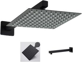 Chuveiro Ducha 20x20 Inox Preto Fosco Suporte Parede Quadrado Luxo Banheira Area Externa Piscina Banheiro Chuveiro Ducha 20x20 Inox Preto Fosco Suporte Parede Quadrado Luxo Banheira Area Externa Piscina Banheiro