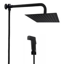 Chuveiro Ducha 20x20 Slim Black C/ Desviador E Chuveirinho