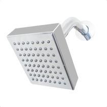 Chuveiro Ducha Articulado Quadrado Cromado Para Aquecedor Solar ou a Gás Água Fria Piscina