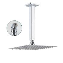 Chuveiro Ducha Inox 20x20 Slim Suporte Teto Quadrado Luxo Area Externa Banheiro Piscina Banheira