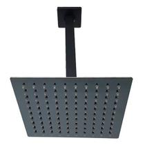 Chuveiro Ducha Inox 20x20 Suporte Teto Preto Fosco Luxo Quadrado Area Externa Banheira Piscina Banheiro