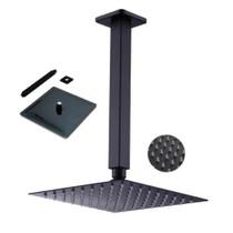 Chuveiro Ducha Inox Preto Fosco 20x20 Quadrado Teto Suporte Banheiro Piscina Banheiro Area Externa Luxo Chuveiro Ducha Inox Preto Fosco 20x20 Quadrado Teto Suporte Banheiro Piscina Banheiro Area Externa Luxo