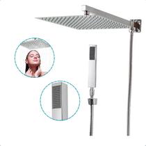 Chuveiro Ducha Quadrado 25x25 Slim Inox cromado Completo com desviador inteligente Chuveiro Ducha Quadrado 25x25 Slim Inox cromado Completo com desviador inteligente