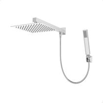 Chuveiro Ducha Quadrado 25x25 Slim Inox cromado Completo com desviador