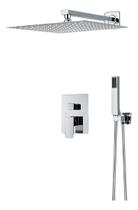 Chuveiro Ducha Quadrado Prata Misturador Com Bidê Luxo Cromado Moderno Monocomando Misturador Prateado Quente e Frio Registro Próprio