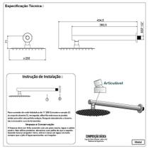 Chuveiro Ducha Redondo Gás E Solar 20X20 Com Braço Cromado