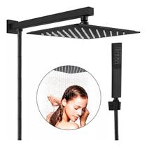 Chuveiro Ducha Slim 30x30cm Quadrado Com Desviador Inteligente Metal Preto Fosco Completo Ducha Higiênica Chuveiro Ducha Slim 30x30cm Quadrado Com Desviador Inteligente Metal Preto Fosco Completo Ducha Higiênica
