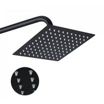 Chuveiro Ducha Slim Quadrado 20x20 Inox Parede Suporte Preto Fosco Piscina Banheiro Area Externa