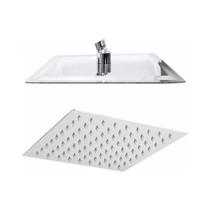 Chuveiro Ducha Slim Quadrado Metal 40X40Cm Com Braço De Teto