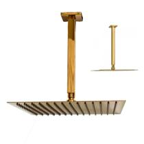 Chuveiro Ducha Teto Inox Dourado 20x20 Slim Luxo Suporte Quadrado Banheiro Area Externa Banheira Piscina Chuveiro Ducha Teto Inox Dourado 20x20 Slim Luxo Suporte Quadrado Banheiro Area Externa Banheira Piscina