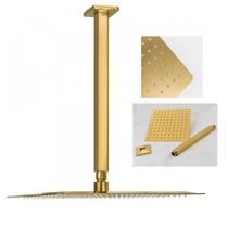 Chuveiro Ducha Teto Inox Dourado Slim 20x20 Luxo Quadrado Suporte Piscina Area Externa Banho Banheiro Chuveiro Ducha Teto Inox Dourado Slim 20x20 Luxo Quadrado Suporte Piscina Area Externa Banho Banheiro