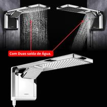 Chuveiro Elétrico DUO Duplo Moderno de Parede Branco com Cromado Acqua Ultra Storm Duo Lorenzetti