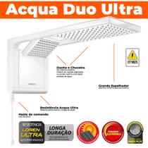 Chuveiro Elétrico Grande e Quadrado Branco Acqua Duo Ultra 110v 5500w