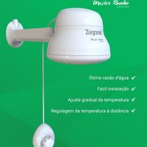 Chuveiro Elétrico Zagonel Master Banho 220V 7500W com aquecimento rápido, jato potente e economia de energia para banhos confortáveis. Branco