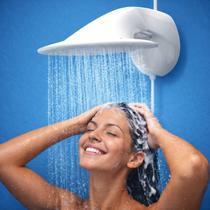 Chuveiro Eletronico Grande Optima Zagonel 127v 220v Branco Ombro a Ombro Moderno Potente Economico