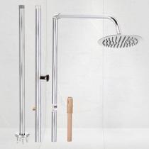 Chuveiro Externo Inox Base Parafusada- Ducha Redonda