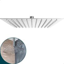 Chuveiro Inox Quadrado 25cm Ducha Sem Braço Polido Cascata Ducha Slim a Gas Banheiro 25x25 Aço Inox 201 Sem Suporte