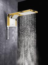Chuveiro Lorenzetti Acqua Duo Preto_Branco Dourado Brilho 220v_ 6800W