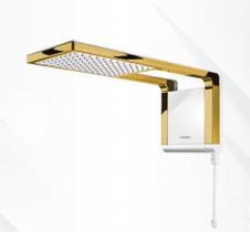 Chuveiro Lorenzetti Acqua Storm Branco Dourado Brilho 220v