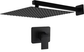 Chuveiro Metal Parede Preto Fosco Misturador Monocomando Chuveiro Metal Parede Preto Fosco Misturador Monocomando