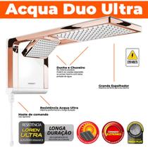 Chuveiro Ou Ducha Para Aquecedor Solar e a Gas Branco Com Rose Acqua Duo Ultra 220v 7800w