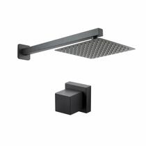 Chuveiro Piscina 20x20 Inox Preto C/ 1 Acabamentos Metal