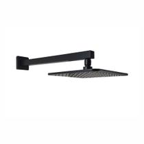 Chuveiro Preto Fosco 20cm com Braço - Fácil Instalação