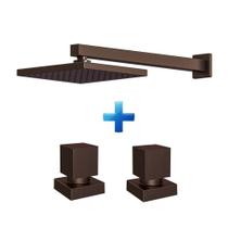 Chuveiro Quadrado Corten + 2 Acabamentos Para Registros Chuveiro Quadrado Corten + 2 Acabamentos Para Registros